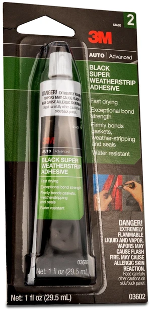 3M Black Super Weatherstrip Adhesive 03602, 1 Oz, 24 per Case 3M Black Super Weatherstrip Adhesive 03602, 1 Oz, 24 per Case