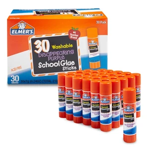 Elmer's Disappearing Purple School Glue Sticks, Washable, 7Gram, 30Count Elmer's Disappearing Purple School Glue Sticks, Washable, 7Gram, 30Count