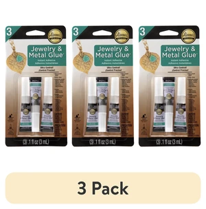 Aleene's Jewelry & Metal Glue 0.1fl oz 3 Pack, Dries Clear, Permanent Bond Aleene's Jewelry & Metal Glue 0.1fl oz 3 Pack, Dries Clear, Permanent Bond