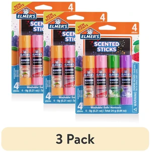 Elmer's Scented Glue Sticks, School Glue, Clear, 6g Each, 4 Count, 5 Minute Dry Time (Pack of 3) Elmer's Scented Glue Sticks, School Glue, Clear, 6g Each, 4 Count, 5 Minute Dry Time (Pack of 3)