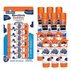 Elmer's BlooStick Buddies Glue Sticks, Disappearing Blue, 6g, 12 Count Elmer's BlooStick Buddies Glue Sticks, Disappearing Blue, 6g, 12 Count