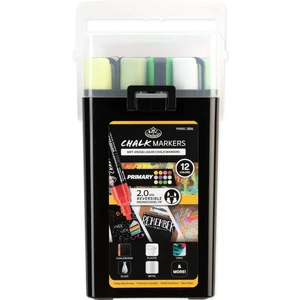 Royal & Langnickel Chalk Markers 12 Pack with Storage Case, 2.0mm Tips, Primary Colors Royal & Langnickel Chalk Markers 12 Pack with Storage Case, 2.0mm Tips, Primary Colors