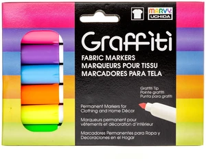 Marvy Uchida Neon Graffiti 6-Piece Permanent Fabric Marker Set, Vibrant Colors Marvy Uchida Neon Graffiti 6-Piece Permanent Fabric Marker Set, Vibrant Colors
