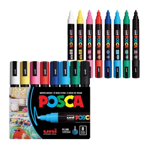 Uni POSCA PC-5M Water-Based Paint Markers, Medium Tip (1.8-2.5mm), Assorted Ink, 8 Count Uni POSCA PC-5M Water-Based Paint Markers, Medium Tip (1.8-2.5mm), Assorted Ink, 8 Count