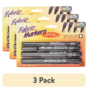 3 Pack Fabric Markers, Black Ink, 4-Pack with Assorted Tips, No Heat Set Required 3 Pack Fabric Markers, Black Ink, 4-Pack with Assorted Tips, No Heat Set Required