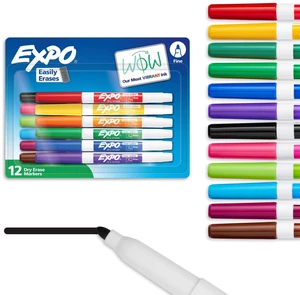EXPO Fine Tip Dry Erase Markers, Assorted Colors with Yellow, 12 Pack EXPO Fine Tip Dry Erase Markers, Assorted Colors with Yellow, 12 Pack