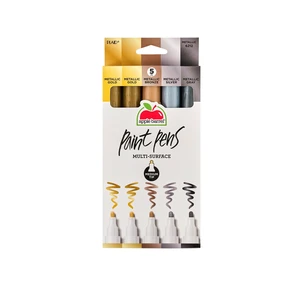 Apple Barrel Metallic Multi-Surface Medium Tip Paint Pens Set, 5 Piece Apple Barrel Metallic Multi-Surface Medium Tip Paint Pens Set, 5 Piece