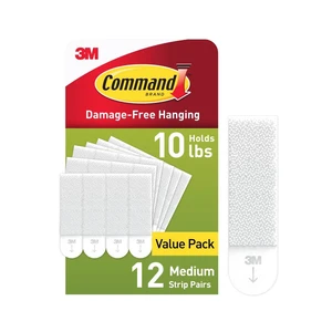 Command Medium Picture Hangers, 12 Pairs, Holds 10 lbs, White, Damage-Free Hanging Command Medium Picture Hangers, 12 Pairs, Holds 10 lbs, White, Damage-Free Hanging