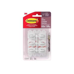 Command Mini Wall Hooks, White, 12 Hooks and 16 Command Strips, Damage Free Decorating Command Mini Wall Hooks, White, 12 Hooks and 16 Command Strips, Damage Free Decorating
