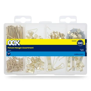 Ook Picture Hanging Kit 200-Pack, 10-100 lbs, Steel, Brass Finish, Gold Ook Picture Hanging Kit 200-Pack, 10-100 lbs, Steel, Brass Finish, Gold