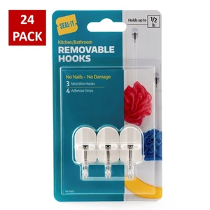 Seal-It White Wire Hook Mini, 24 Pack of 3 per Pack Seal-It White Wire Hook Mini, 24 Pack of 3 per Pack