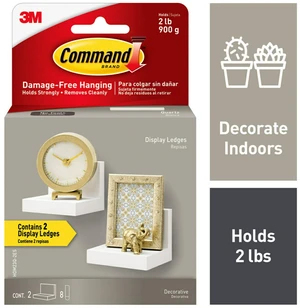 Command Wall Display Ledges, Quartz, 2 Command Wall Display Ledges, Quartz, 2