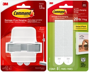 Command Broom and Mop Grippers Wall Hook with Command 20lb XL Heavyweight Picture Hanging Strips, 8 Pairs - Hang Dorm Decorations Damage-Free Command Broom and Mop Grippers Wall Hook with Command 20lb XL Heavyweight Picture Hanging Strips, 8 Pairs - Hang Dorm Decorations Damage-Free