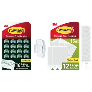 Command Outdoor Light Clips, Clear, 16 Clips and Command White Large Picture Hanging Strips, 12 Pairs Command Outdoor Light Clips, Clear, 16 Clips and Command White Large Picture Hanging Strips, 12 Pairs