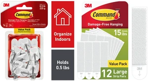 Command Small White Wire Toggle Hooks, 14 Hooks + Command Large White Picture Hanging Strips, 12 Pairs Command Small White Wire Toggle Hooks, 14 Hooks + Command Large White Picture Hanging Strips, 12 Pairs