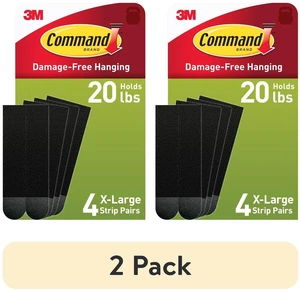 Command Heavy Duty Picture Hangers (2 Pack), Black, Holds 20 lbs, Damage-Free Hanging, 4 Pairs Adhesive Strips Command Heavy Duty Picture Hangers (2 Pack), Black, Holds 20 lbs, Damage-Free Hanging, 4 Pairs Adhesive Strips
