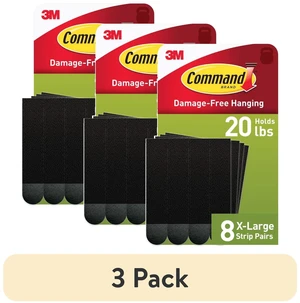Command Heavy Duty Picture Hangers (3 Pack) - Holds 20Lbs, Black, Damage-Free Hanging, 8Pairs Adhesive Strips Command Heavy Duty Picture Hangers (3 Pack) - Holds 20Lbs, Black, Damage-Free Hanging, 8Pairs Adhesive Strips