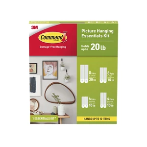 Command White Picture Hangers Kit, Holds Up to 20lb, 4 Sizes of Strips, Hangs 12 Items Command White Picture Hangers Kit, Holds Up to 20lb, 4 Sizes of Strips, Hangs 12 Items