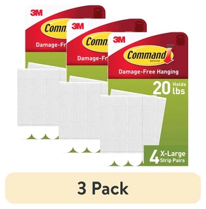 Command Heavy Duty Picture Hangers (3pack) - Hold 20lbs, White, Damage-Free Hanging, 4 Pairs Adhesive Strips Command Heavy Duty Picture Hangers (3pack) - Hold 20lbs, White, Damage-Free Hanging, 4 Pairs Adhesive Strips