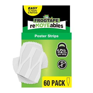 FrogTape reMOVEables Poster Strips, 60 Mounting Strips, 0.5lbs Max per Strip FrogTape reMOVEables Poster Strips, 60 Mounting Strips, 0.5lbs Max per Strip