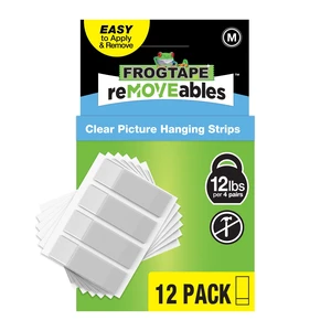 FrogTape reMOVEables Medium Clear Picture Hanging Strips, 12 Pairs FrogTape reMOVEables Medium Clear Picture Hanging Strips, 12 Pairs