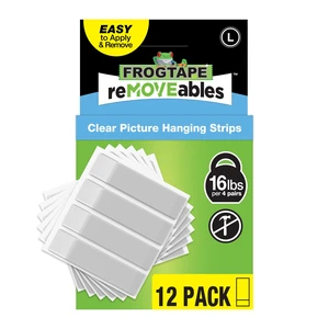 FrogTape reMOVEables Large Clear Picture Hanging Strips, 12 Pairs FrogTape reMOVEables Large Clear Picture Hanging Strips, 12 Pairs