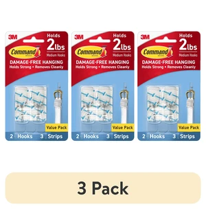 Command Wire Toggle Hooks, 3 Pack, Clear, Medium, 2 Wall Hooks, Damage-Free Hanging Command Wire Toggle Hooks, 3 Pack, Clear, Medium, 2 Wall Hooks, Damage-Free Hanging