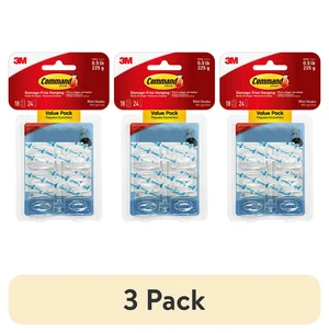 Command Mini Wall Hooks (3 Pack) Clear, Damage Free Decorating, 18 Hooks & 24 Command Strips Command Mini Wall Hooks (3 Pack) Clear, Damage Free Decorating, 18 Hooks & 24 Command Strips