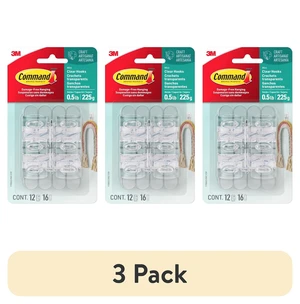 Command Mini Wall Hooks, Clear, 3-Pack, 12 Hooks + 16 Strips, Damage Free Decorating Command Mini Wall Hooks, Clear, 3-Pack, 12 Hooks + 16 Strips, Damage Free Decorating