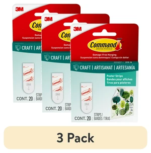 Command Poster Strips (3 Pack) White Damage-Free Hanging Poster Hangers, 20 Strips Command Poster Strips (3 Pack) White Damage-Free Hanging Poster Hangers, 20 Strips