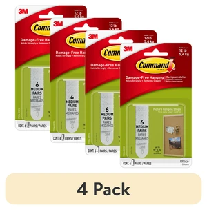 Command Medium Picture Hangers (4 Pack), Holds 10lbs, White, Damage-Free Hanging, 6Pairs Adhesive Strips Command Medium Picture Hangers (4 Pack), Holds 10lbs, White, Damage-Free Hanging, 6Pairs Adhesive Strips