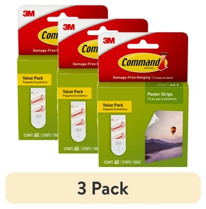 Command Poster Strips (3 Pack) White, 60 Count, Damage-Free Hanging Command Poster Strips (3 Pack) White, 60 Count, Damage-Free Hanging