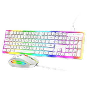 Wired RGB Keyboard and Mouse Combo, Full-Size Keyboard with Number Pad and 6400 DPI LED Mouse, 2.4G Plug and Play Keyboard Mouse Set for PC, Laptop, Mac, Office & Gaming, White Wired RGB Keyboard and Mouse Combo, Full-Size Keyboard with Number Pad and 6400 DPI LED Mouse, 2.4G Plug and Play Keyboard Mouse Set for PC, Laptop, Mac, Office & Gaming, White