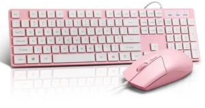 Wired Keyboard and Mouse Combo, Full-Sized Ergonomic Computer Keyboard and Optical Wired Mouse for Windows, Mac OS Desktop/Laptop/PC-Pink Wired Keyboard and Mouse Combo, Full-Sized Ergonomic Computer Keyboard and Optical Wired Mouse for Windows, Mac OS Desktop/Laptop/PC-Pink