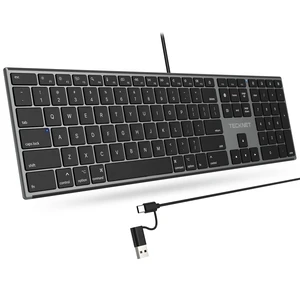 Wired Keyboard for Mac, USB & Type-C Dual Interface, Silent Click | Ultra-Slim Keyboard, Full Size with Numeric Keypad, Compatible with Apple MacBook Pro/Air, iMac Pro/mini Wired Keyboard for Mac, USB & Type-C Dual Interface, Silent Click | Ultra-Slim Keyboard, Full Size with Numeric Keypad, Compatible with Apple MacBook Pro/Air, iMac Pro/mini