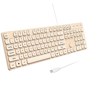 Wired USB Keyboard, Comfortable Quiet Chocolate Keys, Durable Ultra-Slim Computer Keyboard Wired(QWERTY) for PC, Windows 11/10/8/7/XP (Milk Tea, Wired Keyboard for Windows) Wired USB Keyboard, Comfortable Quiet Chocolate Keys, Durable Ultra-Slim Computer Keyboard Wired(QWERTY) for PC, Windows 11/10/8/7/XP (Milk Tea, Wired Keyboard for Windows)