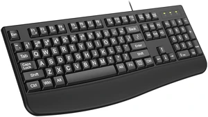 Large Print Ergonomic Keyboard, Full Size Keyboard with Wrist Rest, Silent Wired USB Computer Keyboard Oversized Letter Keys 4X Larger Easy to See & Type for Laptop, PC, Windows, Desktop Large Print Ergonomic Keyboard, Full Size Keyboard with Wrist Rest, Silent Wired USB Computer Keyboard Oversized Letter Keys 4X Larger Easy to See & Type for Laptop, PC, Windows, Desktop