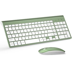 Wireless Keyboard and Mouse Ultra Slim Combo, Green White | 2.4G Silent Compact 2400DPI Mouse and Scissor Switch Keyboard Set with Cover, Batteries Included, for PC/Laptop/Windows/Mac Wireless Keyboard and Mouse Ultra Slim Combo, Green White | 2.4G Silent Compact 2400DPI Mouse and Scissor Switch Keyboard Set with Cover, Batteries Included, for PC/Laptop/Windows/Mac
