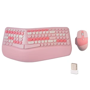 Wireless Ergonomic Keyboard and Mouse Combo with PU Wrist Rest, Carpal Tunnel Keyboard, 2.4G Colorful Split Ergo Keyboard, Comfortable Natural Typing, Compatible with PC/Laptop (Pink) Wireless Ergonomic Keyboard and Mouse Combo with PU Wrist Rest, Carpal Tunnel Keyboard, 2.4G Colorful Split Ergo Keyboard, Comfortable Natural Typing, Compatible with PC/Laptop (Pink)