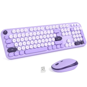 Wireless Keyboard and Mouse Combo - Lovely Violet 2.4G Full-Sized Colorful Keyboards, Round Keycap USB Dongle Plug Play Cute Keyboards for Windows, Laptop, PC, Desktop, Mac Wireless Keyboard and Mouse Combo - Lovely Violet 2.4G Full-Sized Colorful Keyboards, Round Keycap USB Dongle Plug Play Cute Keyboards for Windows, Laptop, PC, Desktop, Mac
