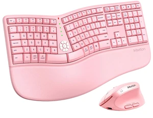 Ergonomic Keyboard and Mouse Combo, Split Wireless Design, Pink | 2.4G split keyboard with cushioned palm rest and vertical mouse, full-size natural typing design, for Windows and Mac Ergonomic Keyboard and Mouse Combo, Split Wireless Design, Pink | 2.4G split keyboard with cushioned palm rest and vertical mouse, full-size natural typing design, for Windows and Mac