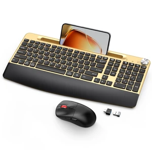 Ergonomic Wireless Keyboard and Mouse with Wrist RestPhone Holder - 2.4GHz Full-Sized Low-Profile Quiet Gold Wireless Mouse and Keyboard Combo for Computer, Laptop, PC, Mac-Gold Ergonomic Wireless Keyboard and Mouse with Wrist RestPhone Holder - 2.4GHz Full-Sized Low-Profile Quiet Gold Wireless Mouse and Keyboard Combo for Computer, Laptop, PC, Mac-Gold