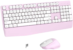 Ergonomic Wireless Keyboard and Mouse Combo(Pink) | Full-Sized Wireless Keyboard with Wrist Rest, BK Chipset, Auto Sleep, Compatible with PC/Laptop/Desktop for Office Home Use Ergonomic Wireless Keyboard and Mouse Combo(Pink) | Full-Sized Wireless Keyboard with Wrist Rest, BK Chipset, Auto Sleep, Compatible with PC/Laptop/Desktop for Office Home Use