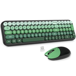 Wireless Keyboard and Mouse Combo, Compact Small Keyboard with Large Print, 2.4GHz Retro Typewriter Keyboard, Quiet Click Mouse for PC, Laptop, Desktop, Windows (Black Green Gradient) Wireless Keyboard and Mouse Combo, Compact Small Keyboard with Large Print, 2.4GHz Retro Typewriter Keyboard, Quiet Click Mouse for PC, Laptop, Desktop, Windows (Black Green Gradient)