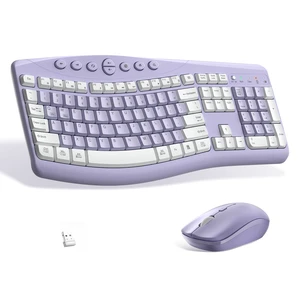 Wireless Keyboard and Mouse Combo Silent Ergonomic Curved Design for Office Wireless Keyboard and Mouse Combo Silent Ergonomic Curved Design for Office