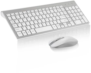Wireless Keyboard and Mouse Combo - Silver White | Compact quite scissor-switch keyboard with optical mouse, includes USB-A Nano Receiver, for Computer,Mac,Laptop,PC,Windows Wireless Keyboard and Mouse Combo - Silver White | Compact quite scissor-switch keyboard with optical mouse, includes USB-A Nano Receiver, for Computer,Mac,Laptop,PC,Windows