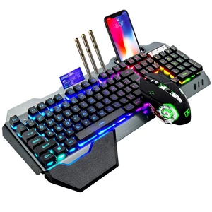 Wireless Gaming Keyboard and Mouse,RGB Backlit Rechargeable Keyboard Mouse with 5000mAh Battery Metal Panel,Removable Hand Rest Mechanical Feel Keyboard and 7 Color Gaming Mute Mouse for PC Gamer Wireless Gaming Keyboard and Mouse,RGB Backlit Rechargeable Keyboard Mouse with 5000mAh Battery Metal Panel,Removable Hand Rest Mechanical Feel Keyboard and 7 Color Gaming Mute Mouse for PC Gamer