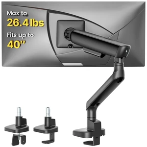 Mechanical Spring Single Monitor Arm for 27 32 34 40in Screens | Black, Built-in One-Way Bearing, Holds 26.4 lbs, VESA 75/100mm, C-Clamp/Grommet Base & Cable Management, Office, Home, Game Mechanical Spring Single Monitor Arm for 27 32 34 40in Screens | Black, Built-in One-Way Bearing, Holds 26.4 lbs, VESA 75/100mm, C-Clamp/Grommet Base & Cable Management, Office, Home, Game