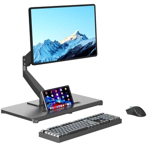 Adjustable Monitor Arm with Base for 17-32" Screen | Pneumatic VESA Computer Mount with Base, Freestanding Full Motion, Holds up to 22 lbs Adjustable Monitor Arm with Base for 17-32" Screen | Pneumatic VESA Computer Mount with Base, Freestanding Full Motion, Holds up to 22 lbs