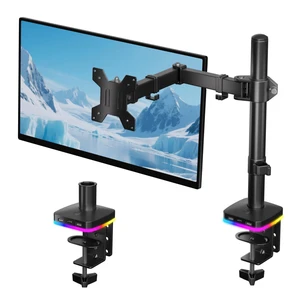 RGB Monitor Arm with USB Hub for 13-27" Monitor, up to 17.6 lbs | Monitor mount with 1 USB-C and 2 USB-A ports supports charging and data transfer for office setups, gaming and workstations RGB Monitor Arm with USB Hub for 13-27" Monitor, up to 17.6 lbs | Monitor mount with 1 USB-C and 2 USB-A ports supports charging and data transfer for office setups, gaming and workstations
